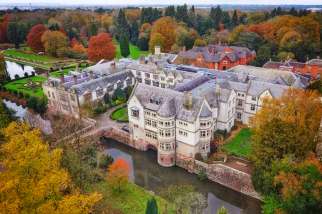 Aerial view of Coombe Abbey Hotel, Warwickshire