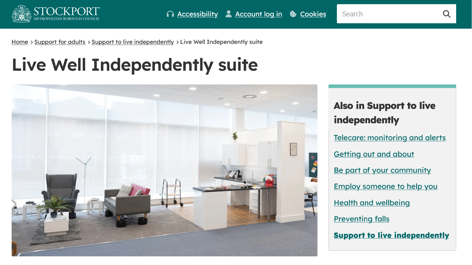 Live Well Independently suite - Stockport Council